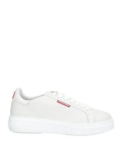 Dsquared2 Logo-tag Leather Sneakers In White