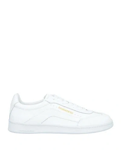 Dsquared2 Man Sneakers White Size 13 Soft Leather