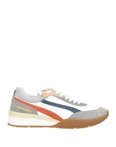 Dsquared2 Man Sneakers White Size 11 Soft Leather, Textile Fibers