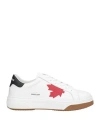Dsquared2 Maple Leaf Boxer Leather Low Sneakers In White