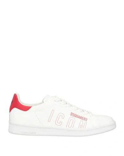 Dsquared2 Man Sneakers White Size 7.5 Leather