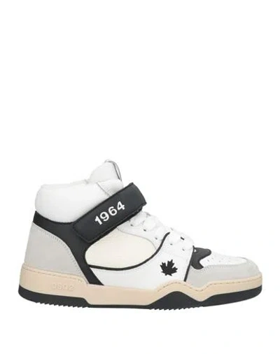 Dsquared2 Man Sneakers White Size 7.5 Calfskin, Textile Fibers
