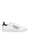 Dsquared2 Man Sneakers White Size 12 Calfskin In White