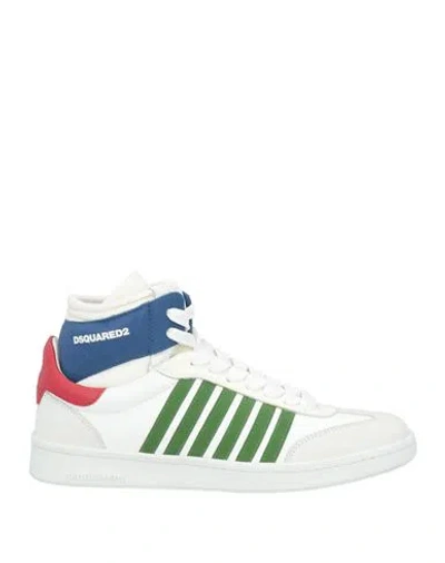 Dsquared2 Man Sneakers White Size 8 Calfskin, Nylon