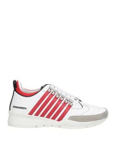 Dsquared2 Man Sneakers White Size 9 Calfskin, Nylon