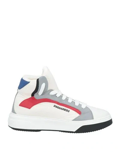 Dsquared2 Man Sneakers White Size 9 Calfskin, Nylon