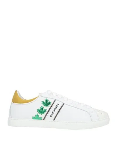 Dsquared2 Man Sneakers White Size 9 Calfskin, Synthetic Material