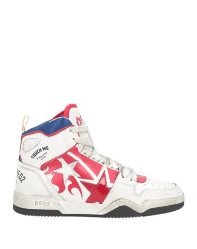 Dsquared2 Man Sneakers White Size 9 Calfskin, Textile Fibers