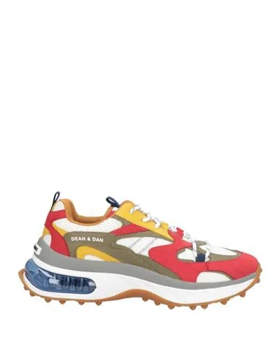 Dsquared2 Man Sneakers White Size 9 Calfskin, Textile Fibers In Multi