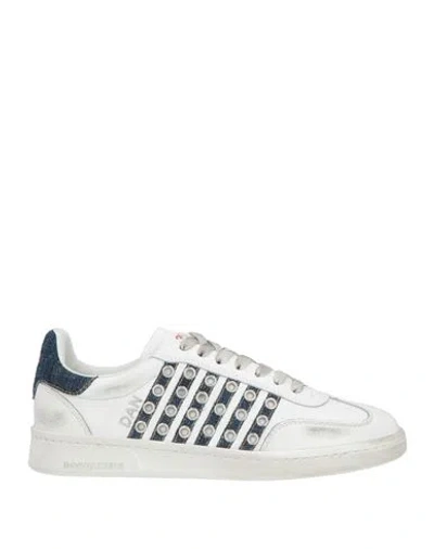 Dsquared2 Man Sneakers White Size 9 Leather
