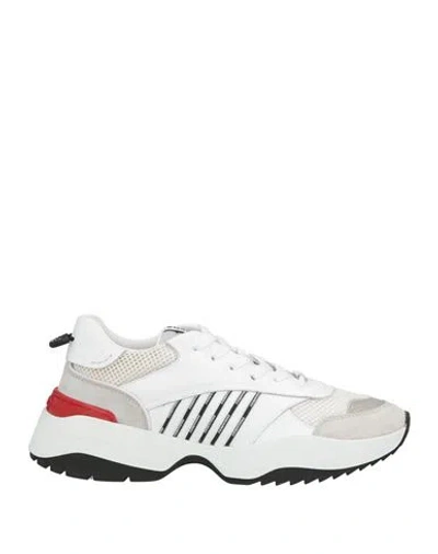 Dsquared2 Man Sneakers White Size 9 Leather, Textile Fibers