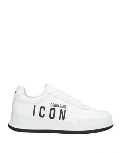Dsquared2 Man Sneakers White Size 9 Leather, Textile Fibers