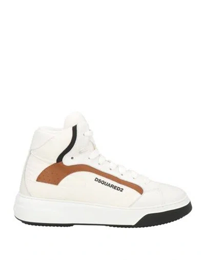 Dsquared2 Man Sneakers White Size 9 Nylon, Calfskin