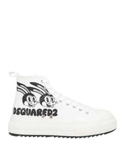 Dsquared2 Man Sneakers White Size 9 Textile Fibers