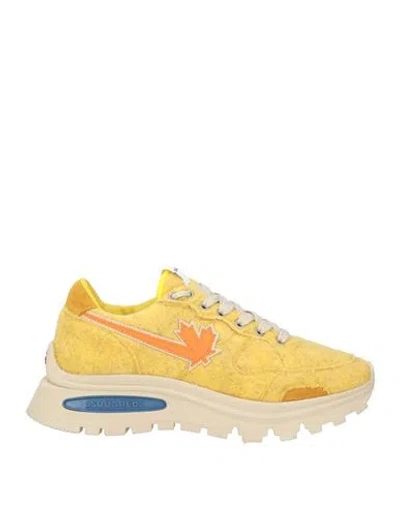 Dsquared2 Man Sneakers Yellow Size 9 Textile Fibers