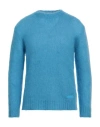 Dsquared2 Man Sweater Azure Size L Mohair Wool, Polyamide, Wool In Blue