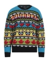 Dsquared2 Mohair Blend Ciro Sweater With Graphic Embroidery In Blue