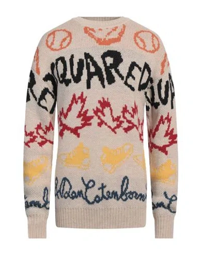 Dsquared2 Pullover Mit Intarsien-logo In Beige