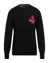 Dsquared2 Man Sweater Black Size L Virgin Wool In Black