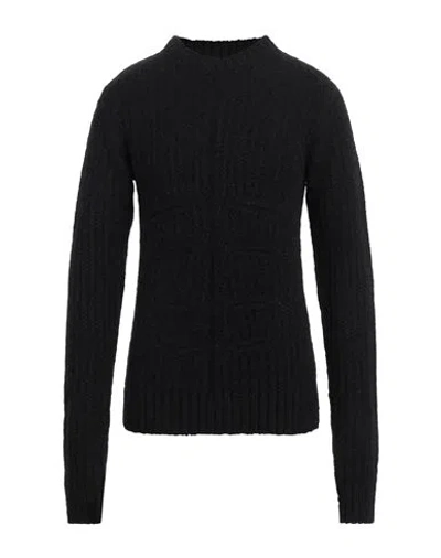 Dsquared2 Man Sweater Black Size M Wool, Acrylic, Polyamide, Alpaca Wool, Calfskin