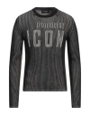 Dsquared2 Man Sweater Black Size S Wool, Cotton In Black