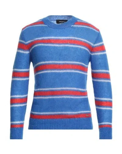 Dsquared2 Gestreifter Stricksweater Aus Mohairmischung In Blau,rot