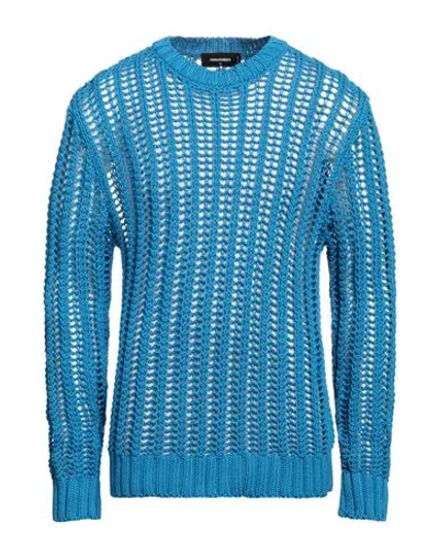 Dsquared2 Man Sweater Blue Size M Cotton In Blue