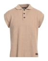 Dsquared2 Man Sweater Camel Size M Cotton, Calfskin In Beige
