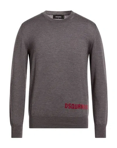 Dsquared2 Man Sweater Charcoal Size L Virgin Wool In Blue