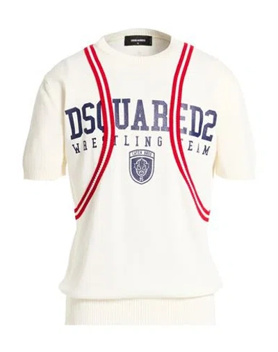 Dsquared2 Man Sweater Cream Size L Cotton In White