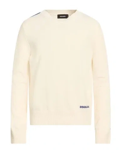Dsquared2 Man Sweater Cream Size L Wool, Viscose, Polyester In Neutral