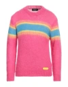 Dsquared2 Man Sweater Fuchsia Size Xxl Mohair Wool, Polyamide, Wool In Pink