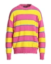 Dsquared2 Man Sweater Fuchsia Size M Cotton, Acrylic, Polyamide, Mohair Wool In Pink
