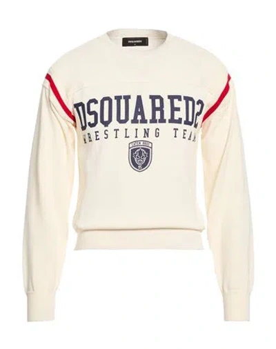Dsquared2 Man Sweater Ivory Size L Cotton In Neutral