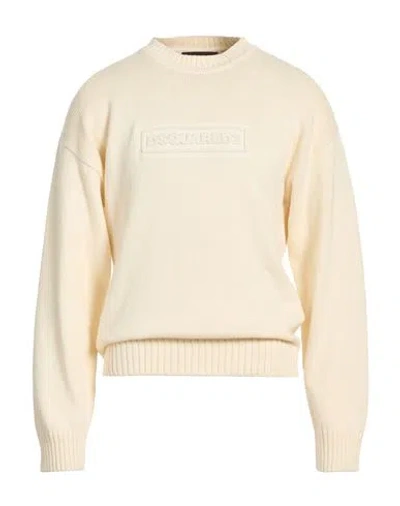 Dsquared2 Man Sweater Ivory Size L Cotton In Yellow