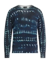 Dsquared2 Sweater Mens Blue White Tie-dye Wool Crew Neck Long Sleeve Red08 In Blue