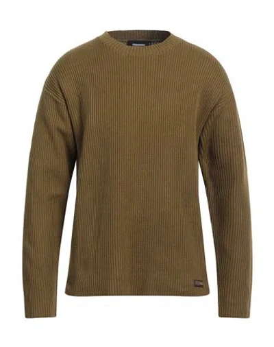 Dsquared2 Man Sweater Military Green Size L Cotton, Calfskin
