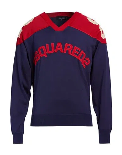Dsquared2 Man Sweater Navy Size L Viscose, Cotton In Blue