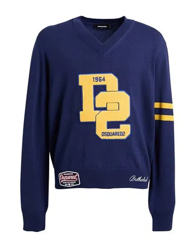 Dsquared2 Man Sweater Navy Size L Wool