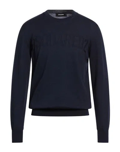 Dsquared2 Man Sweater Navy Size L Wool In Blue
