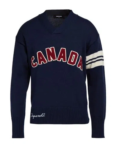 Dsquared2 Man Sweater Navy Size M Wool In Blue