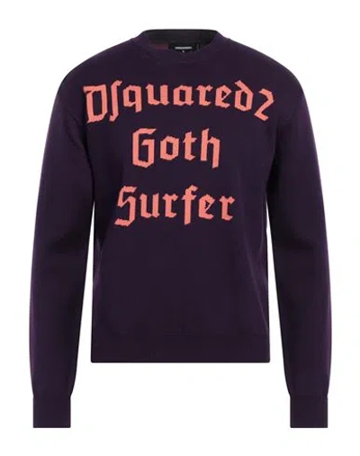 Dsquared2 Man Sweater Deep Purple Size L Cotton