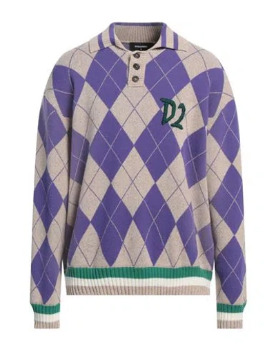 Dsquared2 Man Sweater Purple Size M Wool, Polyamide, Silk