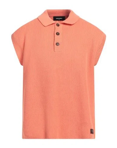 Dsquared2 Man Sweater Salmon Pink Size M Cotton, Calfskin