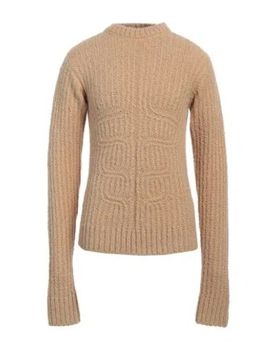 Dsquared2 Man Sweater Sand Size L Wool, Acrylic, Polyamide, Alpaca Wool, Calfskin In Beige