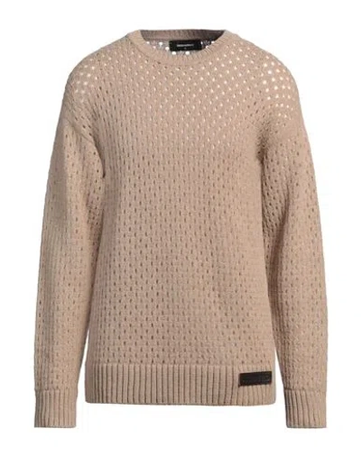 Dsquared2 Man Sweater Sand Size S Alpaca Wool, Calfskin In Beige