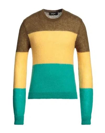 Dsquared2 Man Sweater Yellow Size M Mohair Wool, Polyamide, Wool