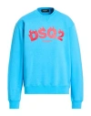 Dsquared2 Man Sweatshirt Azure Size L Cotton In Blue