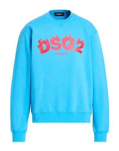 Dsquared2 Man Sweatshirt Azure Size L Cotton In Blue