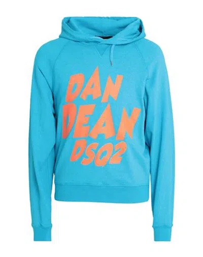 Dsquared2 Man Sweatshirt Azure Size M Cotton, Elastane In Blue